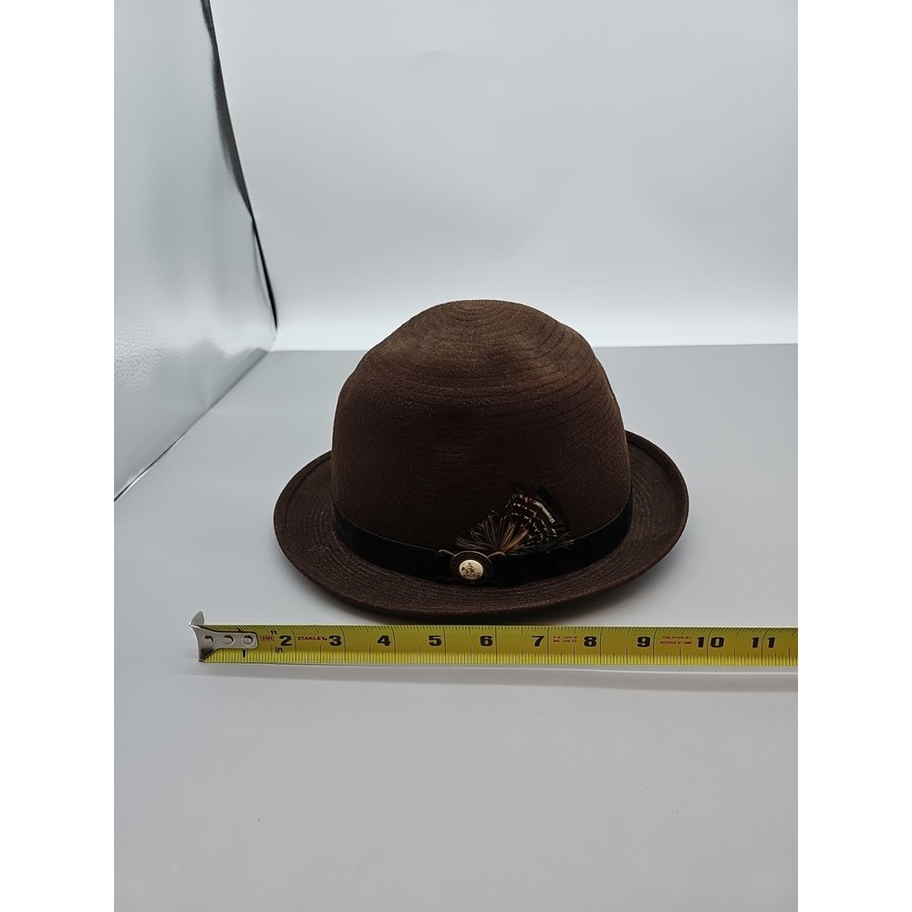 Vintage 1960's Newport Fedora  Merino Felt Hat, Brown 7 1/8